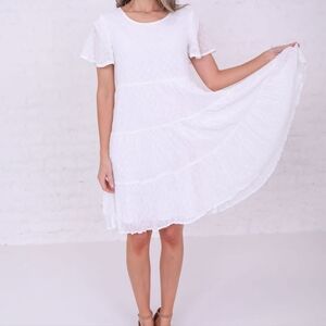 White Swiss Dot Lined Midi Dress